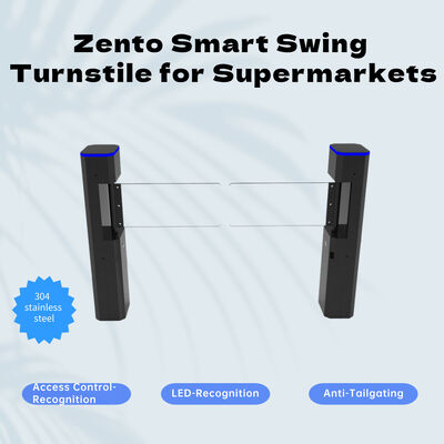 Zento Factory Direct Automatic  Pedestrian Access Control Swing Gate Turnstile with IR Sensor Anti-tailgating for Theme Park