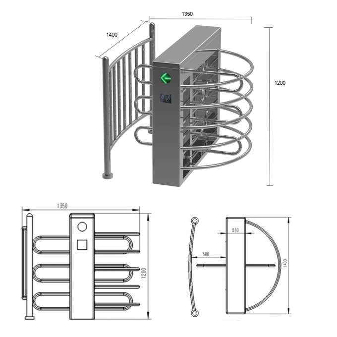 RS485 Interface Half Height Gate Turnstile Security Gates 550mm 4