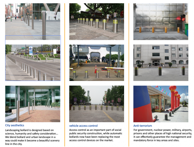 316 Stainless Steel Automatic Retractable Parking Bollards With Reflective Stripe 4