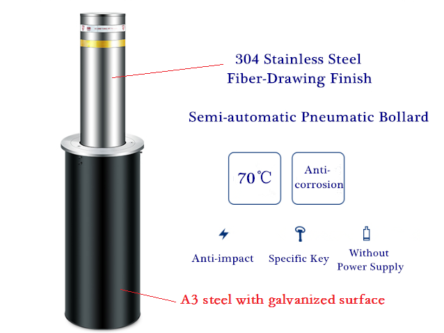 Fiber Drawing Finish K6 Hydraulic Retractable Road Bollards 220V/380V 0