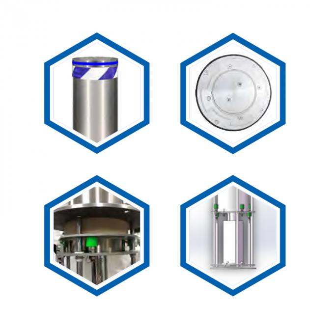 6mm 304 Stainless Steel Rise And Fall Bollards Rising Part Diameter 219MM 0