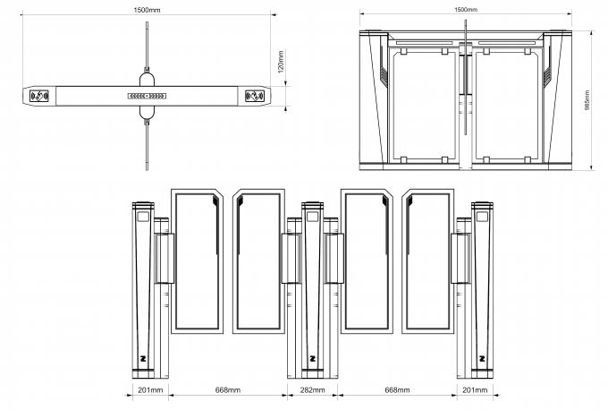 Acrylic Barrier Speed Gate Access Control Gym Turnstile IP65 0