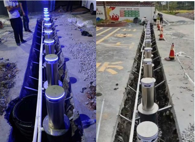OEM Pre Embedded Height 1110mm Automatic Rising Bollards For Driveways 2