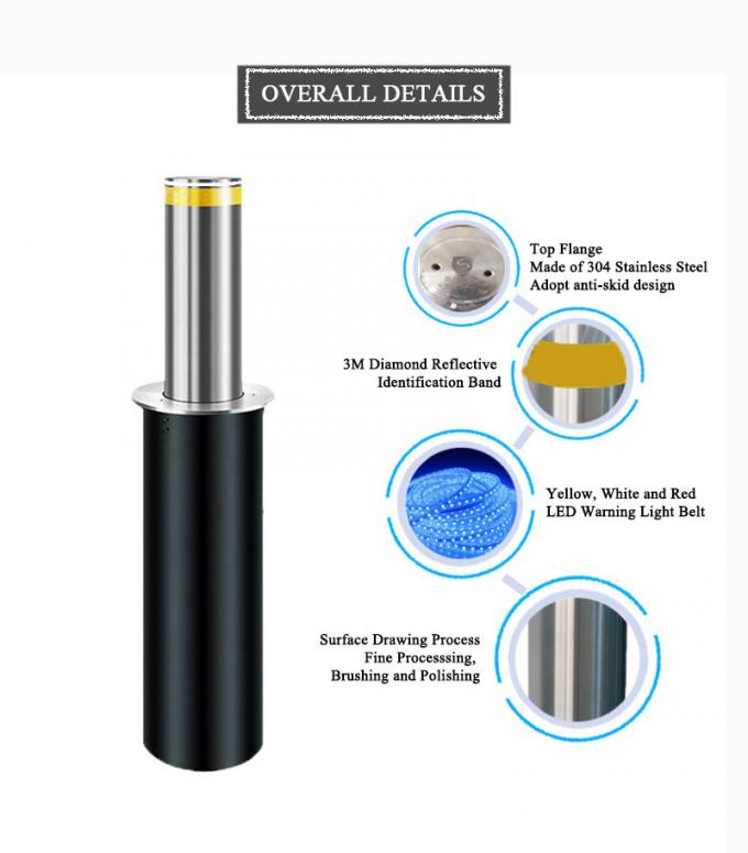 Remote Control Automatic Retractable Hydraulic Rising Bollards IP68 0