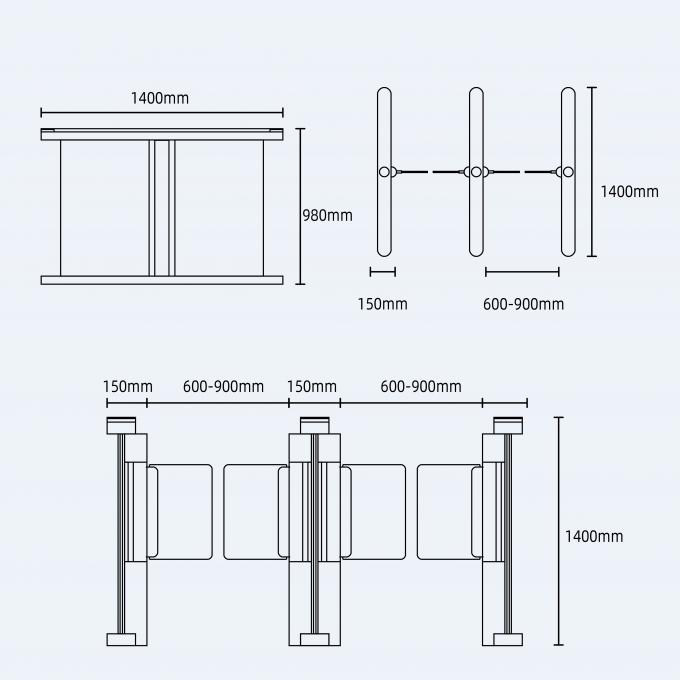10mm Acrylic Automatic Speedlane Swing Turnstile With Alarm Light 1