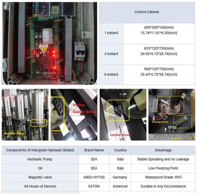 IP67 Retractable Parking Hydraulic Rising Bollards 3s To 6s 2