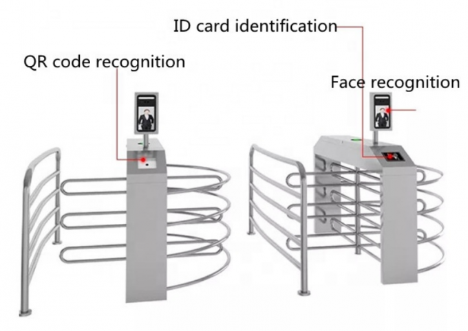 304 Stainless Steel Half Height Turnstile Accescs Control System 90-120 Degree 1
