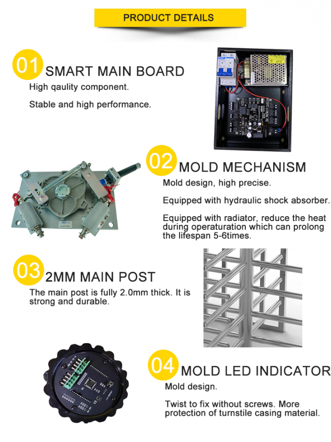 Zento OEM ODM Access Control System Waist Height Turnstile Gate with CE &Rohs Certificate 2