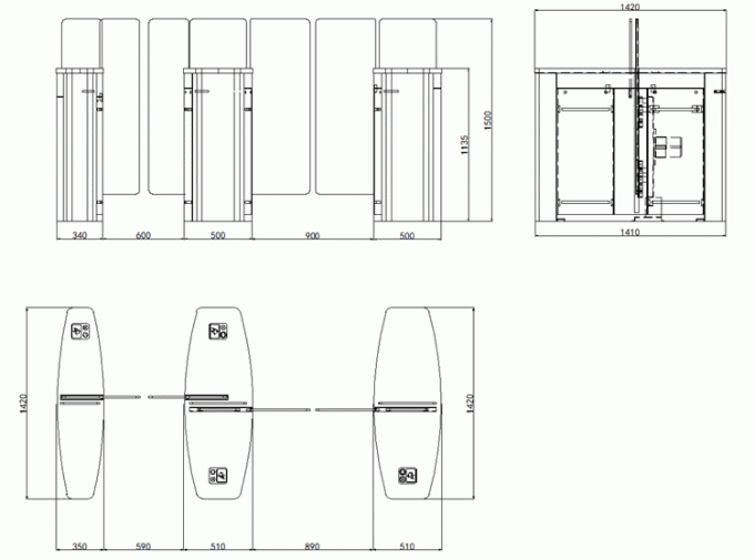 550mm Single Lane Flap Barrier Card Reader Turnstile 0.2s 1