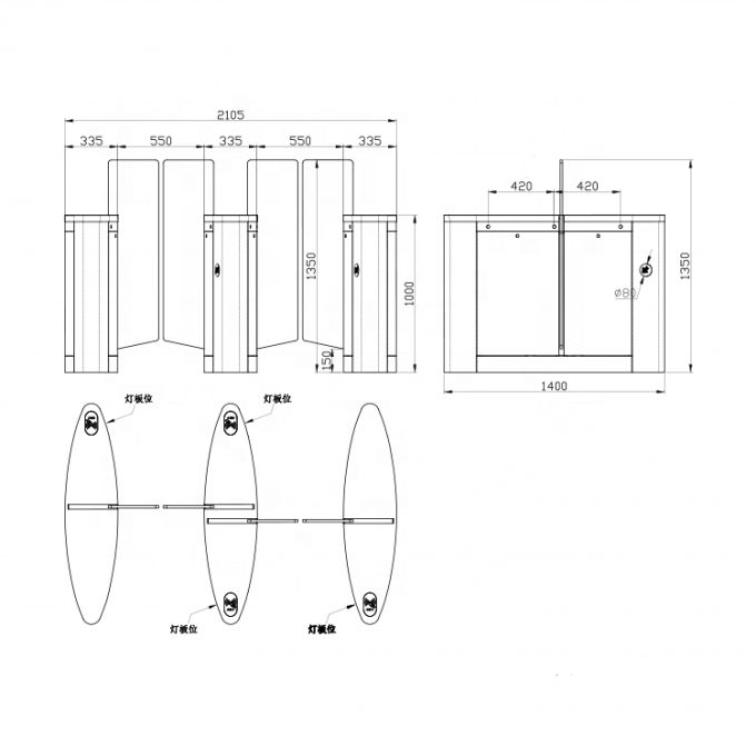 IP66 Acrylic Glass Pedestrian QR Code Scanner Security Sliding Gate Turnstile 60Hz 1