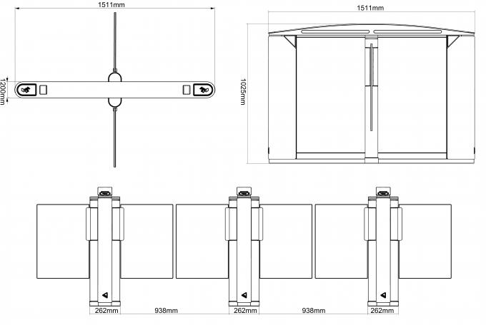 Acrylic Glass Barrier Office Building Speed Lane Gate Turnstiles 1600R/Min 1