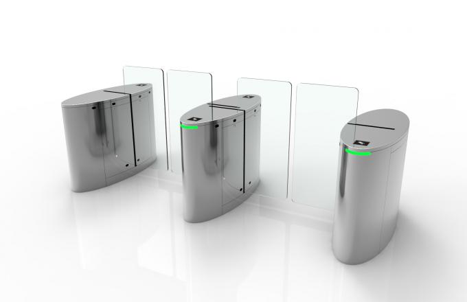Half Height Glass Sliding Speed Gates Turnstile With Card Reader Access Control 0