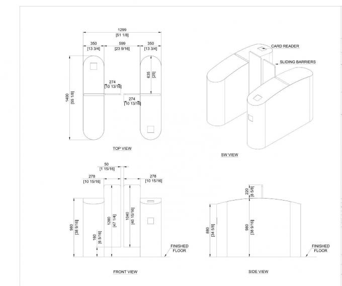 Modern Sliding Turnstile Gates with Anti-collision and DC Brushless Motor 1