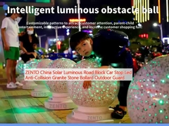 ZENTO China Solar Luminous Road Block Car Stop Led Anti-Collision Granite Stone Bollard Outdoor Guard